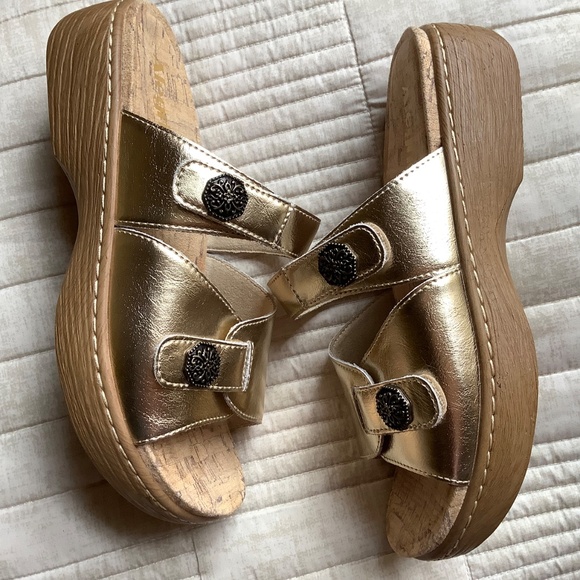 Alegria Krystal Leather Adjustable Slide Sandals Champagne SZ 37 - Picture 6 of 16